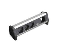 Bachmann DESK 1 Regleta de escritorio con 3x Schuko y 1x GST18, Negro/Plata