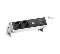 Bachmann Desk 2 Regleta de caja de enchufes con 2 salidas AC y puertos USB A y C 22W Blanco