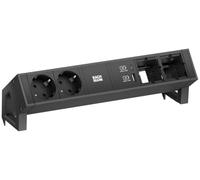 Bachmann DESK2 2xCEE7/3, Cargador USB A/C, 2 x CM, Corriente 0,2 m GST18 RAL9005