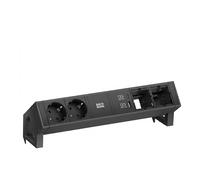 Bachmann DESK2 Cargador 22W con 2x CEE7/3, 2x CM y 2x USB - Negro