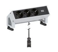 Bachmann desk2 toma de corriente 3 x type f negro, acero inoxidable