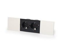 BACHMANN Due - Enchufe empotrable de 2 enchufes con tapa, regleta para pared o mueble con cable de 2 m en color blanco, resistente a salpicaduras, aplicación en cocina, oficina o baño