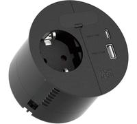 Bachmann Enchufe empotrable Loop in Charge toma de corriente tipo E con USB-A+USB-C 22W Negro