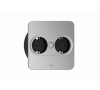 BACHMANN Enchufe empotrable Twist 2 Rectangular, 2 vías, Cable de 2 m, Enchufe de Mesa para Cocina y Oficina, Plata 946.009 (con Apertura automática, Revestimiento antihuellas y Cubierta extraíble)