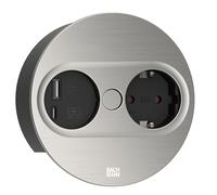 Bachmann Enchufe empotrable Twist 2 redondo 946.004, USB A y USB C 2 m, acero inoxidable