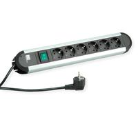 Bachmann PRIMO Regleta de 6 salidas AC con interruptor, 1,75 m, Negro/Gris