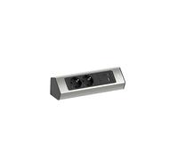 Bachmann Regleta Casia 2, 2 enchufes con USB A y USB C, Cable de 2 m, Enchufe múltiple para Montaje en Pared y Esquina en Cocina y Oficina, Aspecto de Acero Inoxidable 932.002 (con Revestimiento