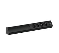 BACHMANN Regleta Casia 2 de 4 enchufes con Cable de 2 m para Montaje en Pared y Esquina en Cocina y Oficina, Color Negro 932.104 (con Cubierta Ajustable y Revestimiento antihuellas)