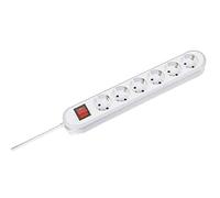 Bachmann Regleta de 6 tomas con interruptor, cable de 3 m, color blanco