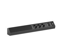 Bachmann Regleta de enchufes Casia 2, 3 enchufes con 2X USB-C 45W, cable de 2m, enchufe múltiple para montaje en pared y esquina en cocina y oficina, negro (con cubierta ajustable y antihuellas)