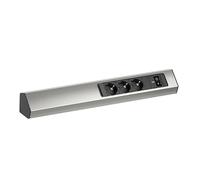 Bachmann Regleta de enchufes Casia 2, 3 enchufes con 2X USB-C 45W, cable de 2m, enchufe múltiple para montaje en pared y esquina en cocina y oficina, aspecto de acero inoxidable (con cubierta