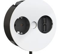 BACHMANN TWIST 1x, con toma de tierra, terminales para cables, cargador USB, conector de montaje con toma de tierra, blanco, 2 metros