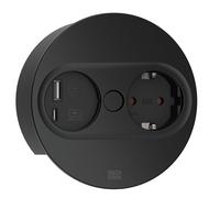 BACHMANN Twist 2 946.104 - Enchufe empotrable (Redondo, 1 Enchufe con USB A y USB C, Cable de 2 m, para Cocina y Oficina, Color Negro 946.104)