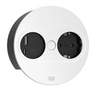 BACHMANN Twist 2 946.204 - Enchufe empotrable Redondo con USB A y USB C de 2 m, para Cocina y Oficina, Color Blanco