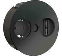 BACHMANN TWIST 931.131. En color mate, con toma de corriente Schuko y cargador USB doble / Cumple con la norma alemana / BACHMANN / Toma de corriente