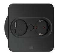 BACHMANN Twist 946.105 - Enchufe empotrable con 2 enchufes (Cable USB A y USB C, 2 m), Color Negro