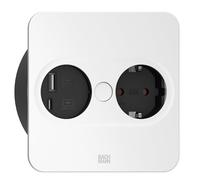 Bachmann Enchufe empotrable Twist 2 rectangular, 1 enchufe, USB A+C, cable 2 m, blanco 946.205