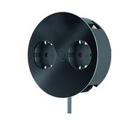 Bachmann Twist Módulo de Enchufes Empotrable 2 Salidas Negro Mate con Cable 2m