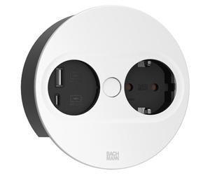 Bachmann TWIST2, 1xCEE7/3, 1xUSB A, 22W, forma redonda, color blanco, con conector ISV