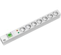 Bachmann YCW002 - Regleta de 7 enchufes con interruptor y protección contra subidas de tensión, 1U, 19"