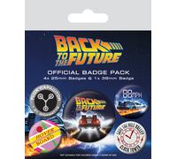 Back to the future set of 5 pin badges movie film delorean hover board