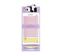 Back2Fun - Bloc Magnético para Nevera 110 x 280 mm, Papel 90 g/m², Incluye Lápiz, 60 Hojas, Lista de Compra, Diseño Panda