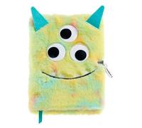 Back2Fun - Diario Secreto de Peluche con Candado, Cuaderno Infantil de Notas Rayado con 80 Hojas, Divertido Diseño de Monstruo, con Ojos Saltones y Detalles Bordados