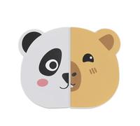Back2Fun - Pack de 2 Cuadernos Infantiles con Forma de Carita de Animal, Cada Cuaderno Liso tiene 34 Hojas y Lomo Cosido, Mini Libreta de Notas, Portadilla para Nombre, Panda-Capibara