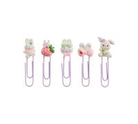 Back2Fun - Set de 5 Clips de Conejo en 3D para tu Escritorio, Sujetapapeles Divertidos de Resina Cute Estilo Kawaii, Material Escolar para la Vuelta al Cole