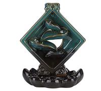 Backflow Square Incense Burner Ceramic Lotus Base Elegant Home Decor Ornament for Relaxation and Stress Relief Handmade Crafted Premium Quality 15.5x11.5cm