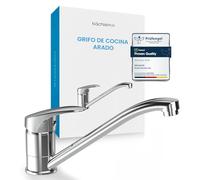 Bächlein Grifo de Cocina Giratorio 360 Grados (Cromo)- Mezclador Monomando de Fregadero Cromado con Caño Giratorio 360°, Grifo Para la Cocina en Diseño Extra Sólido
