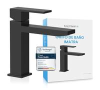 Bächlein Grifo Para el Baño de Diseño Angular Negro Mate Mezclador Monomando de Líneas Claras y Aspecto Moderno Grifo de Baño Cromado