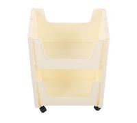 BAFOVY Carro de Almacenamiento Carro Organizador Rodante de Plástico con Ruedas Bloqueables Gran Capacidad 34 X 22 X 20,5 Cm Estante Móvil de Nivel Abierto para Cocina, Baño, Dormitorio, Aula (Beige)