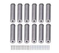 BAFOVY Juego de 12 Tornillos Separadores de Acero Inoxidable, Kit de Tornillos Publicitarios con Acabado Cepillado de 19x80 Mm, Herrajes de Vidrio para Montaje en Pared para Marcos de Cuadros