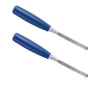 BAFOVY Juego de Cinceles para Madera, 2 Piezas de Cincel para Carpintería de Acero 45 con Azul ABS, Borde de Tierra de Construcción de una Pieza para Cincel Plano y Ranurado en Carpintería (3/8")