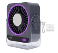 BAFOVY Ventilador de Escritorio USB, 199 Velocidades Ajuste Continuo Pantalla LED Batería Recargable de 3600 MAh 7 Aspas Turbo Silencioso Motor sin Escobillas de 35 DB Compacto Portátil (GRAY)