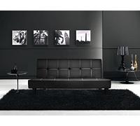 Bagno Italia Sofá Cama Reclinable 180x97x36 en Cuero Artificial Negro, 3 Puestos con Sistema antivuelco