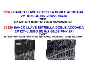 BAHCO Juego de llaves de estrella doble acodadas 6x7-20x22 (704-8)
