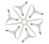 BaiJ Sujetadores de Hojas, 6-vías Ajustables Elásticos Sujeta Sabanas Bajeras,Pinzas Tensor Sujeta Manteles,Triángulo Hoja Clips Apto para Colchones Sofá de Tamaño Redondo y Cuadrado, Blanco