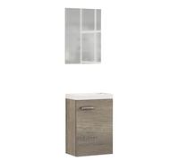 Baikal 24010555 Muebles de Baño Lavabo y Espejo, de una Puerta, Ideal para aseos o baños pequeños, Melamina 16, Nebraska, cm