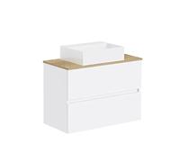 Baikal Conjunto de baño Natura. Mueble de Baño de Fondo Reducido, con Lavabo cerámico sobre Encimera. Mueble Suspendido. Mueble MONTADO. Dos Cajones sin Espejo 70 cm Fondo de 39cm