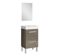 Baikal Conjunto De Mueble De Baño 45cm. Incluye Mueble con Lavabo. Melamina 16mm. Mueble MONTADO. Lavabo Encastrado. con Espejo Puerta Abatible + Cajón Nebraska