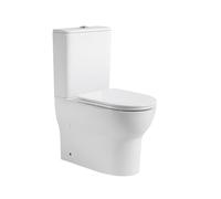 BAIKAL Inodoro de Cerámica T2. WC Compacto a Suelo con Sistema Rimless y cisterna Monobloque con mecanismo de Doble Descarga. Sanitario completo con Salida Dual y Asiento con caída Amortiguada.