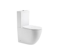 BAIKAL Inodoro de Cerámica T5. WC Compacto a Suelo con Sistema Rimless y cisterna Monobloque con mecanismo de Doble Descarga. Sanitario completo con Salida Dual y Asiento con caída Amortiguada.