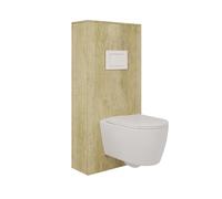 BAIKAL Inodoro Suspendido + Bastidor + Caja. WC en Blanco Brillo. Cisterna empotrada con Pulsador Blanco. Sanitario con Cierre Amortiguado y Sistema Rimless. Incluye Caja para Cisterna.