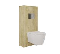 BAIKAL Inodoro Suspendido + Bastidor + Caja. WC en Blanco Brillo. Cisterna empotrada con Pulsador Cromado. Sanitario con Cierre Amortiguado y Sistema Rimless. Incluye Caja para Cisterna.
