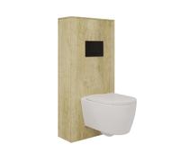 BAIKAL Inodoro Suspendido + Bastidor + Caja. WC en Blanco Brillo. Cisterna empotrada con Pulsador Negro. Sanitario con Cierre Amortiguado y Sistema Rimless. Incluye Caja para Cisterna.