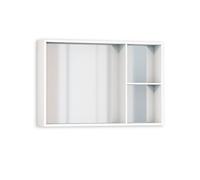 Baikal Mueble Camerino con Espejo, Armario Auxiliar de Baño Multiusos, Opción con o sin Luz LED. Mueble de Pared de fácil colocación. Armario MONTADO. Acabado Blanco. Sin Puerta 90 cm