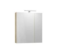 Baikal Mueble Camerino con Espejo, Armario Auxiliar de Baño Multiusos, Opción con o sin Luz LED. Mueble de Pared de fácil colocación. Armario MONTADO. Acabado Nature. Camerino LED 70 cm