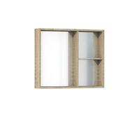 Baikal Mueble Camerino con Espejo, Armario Auxiliar de Baño Multiusos, Opción con o sin Luz LED. Mueble de Pared de fácil colocación. Armario MONTADO. Acabado Nature. Sin Puerta 70 cm